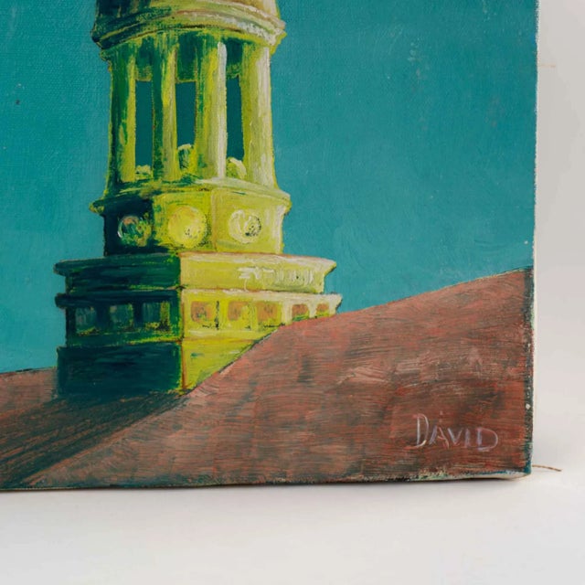 1980s Vintage Church Cupola Painting For Sale - Image 5 of 9