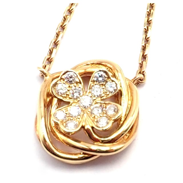 Early 21st Century Chanel 4 Leaf Clover Gold Diamond Pendant Link Chain Necklace For Sale - Image 5 of 12