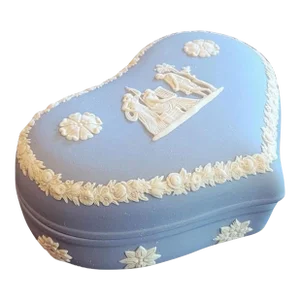 Wedgwood Jasperware Pale Blue Lidded Heart Trinket Box
