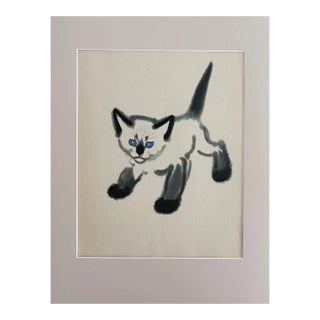 Vintage Clare Turlay Newberry Cat Print From "Babette" in 14x18 Mat EUC For Sale