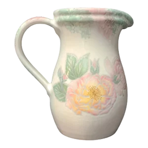 Vintage Pottery Vase Jug Pitcher Made in Italy Exclusively for Himark Wild Rose