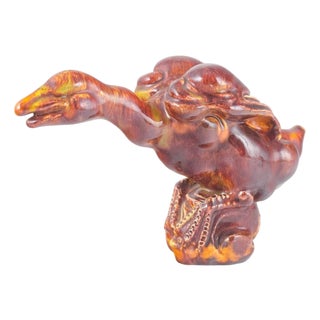 European Studio Pottery Bird Figurine in Glazed Stoneware, Late 20th Century For Sale