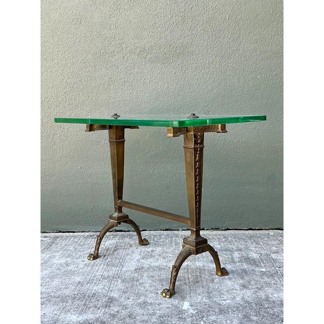 Vintage Deco Bronze and Glass Side Table For Sale - Image 12 of 12