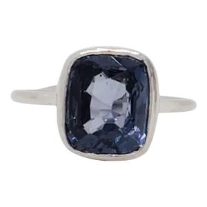 Blue Spinel Solitaire Ring in Platinum, size 4