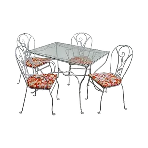 Salterini Style Vintage Iron 5 Piece Patio Table & Chair Garden Set