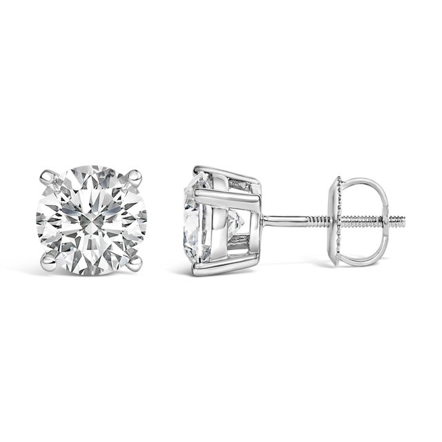 Contemporary 14K White Gold 2 1/2 Cttw Lab Grown Diamond Solitaire Stud Earrings For Sale - Image 3 of 5