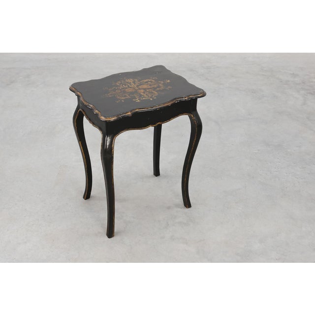 19th Century Black Wooden Side Table with Drawer, France For Sale - Image 14 of 16