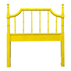 1950s Lacquered Citron Faux Bamboo Twin Headboard