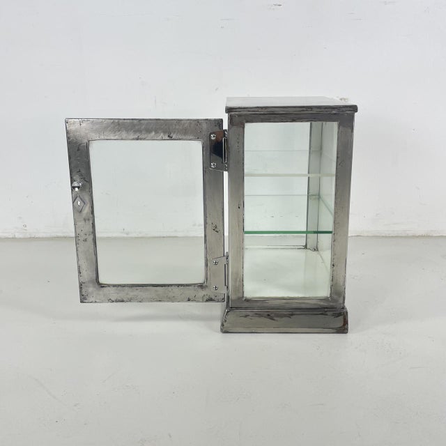 Vintage Industrial Metal Display Cabinet For Sale - Image 6 of 9