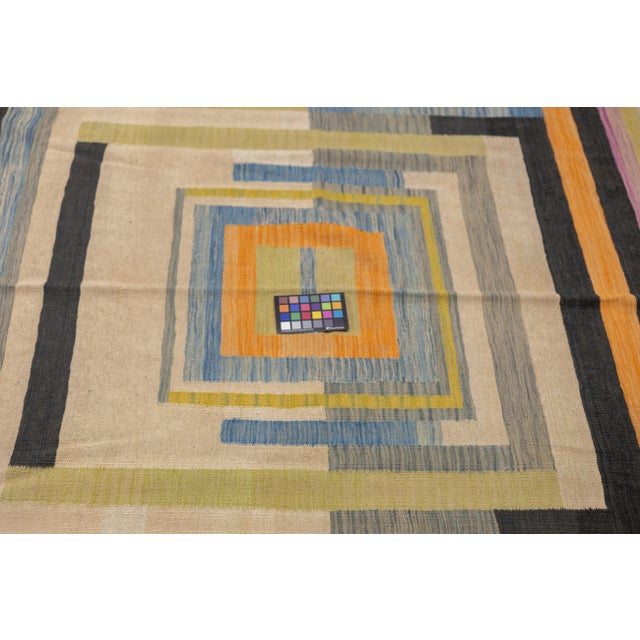 Fine Contemporary Turkish Kilim Flat Weave Wool Rug 5'8" X 8'0" For Sale - Image 12 of 12
