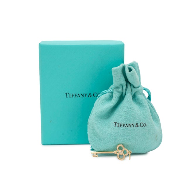 Metal Tiffany & Co. Tiffany Keys 18k Yellow Gold Pave Diamond Key Pendant For Sale - Image 7 of 8
