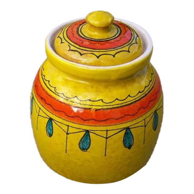 Vintage I. Magnin Original 1960s 1970s Yellow Southwest Style Art Pottery For Sale