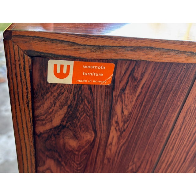 Vintage Danish Westnofa Rosewood Dresser Gentleman's Chest Drawers Highboy For Sale - Image 13 of 14