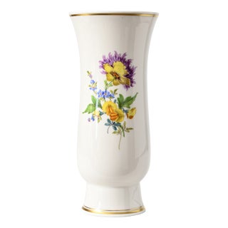 German Hand-Painted Flower Series Porcelain Vase from Meissen, 1950s For Sale