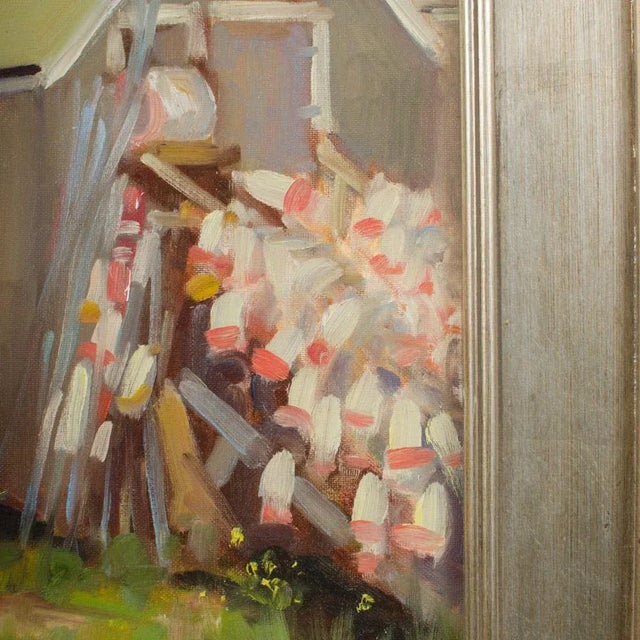 Late 20th Century Late 20th Century "Fishing Shacks" Impressionist Style Oil Painting by Alison Hill, Framed For Sale - Image 5 of 10