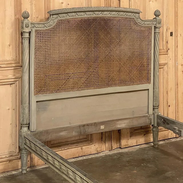 19th Century French Louis XVI Painted Bed With Caning For Sale - Image 4 of 13