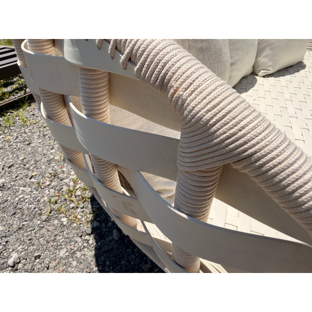 Wood Modern Round Wicker Outdoor Patio Daybed With Sunbrella Pillows Dedon For Sale - Image 7 of 12