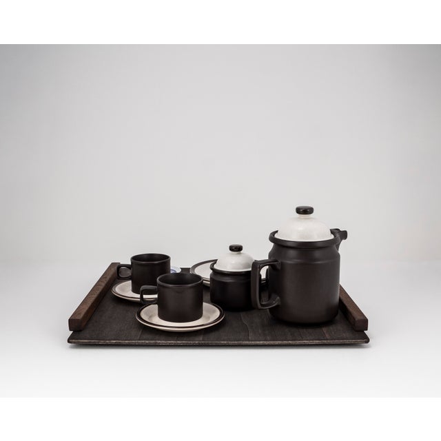 Brutalist Tête-À-Tête for Two on Wooden Tray from Doverstone & Fürstenberg, 1960s, Set of 12 For Sale - Image 6 of 17