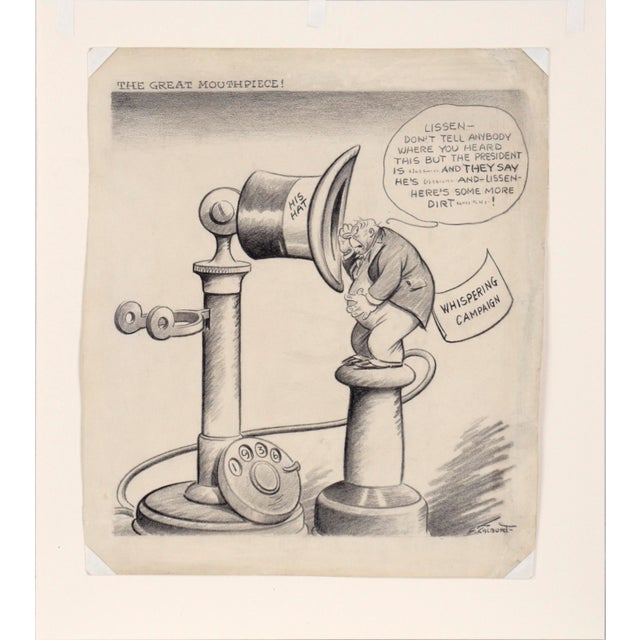 Figurative "The Great Mouthpiece" - Vintage Political Cartoon by Harold Mortin Talburt For Sale - Image 3 of 7