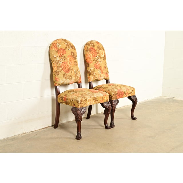 Berkey & Gay Berkey & Gay Antique Chippendale Carved Walnut Side Chairs or Dining Chairs, Pair For Sale - Image 4 of 14