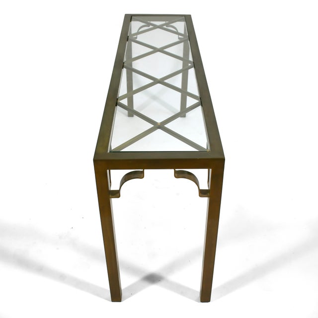 Mid 20th Century Mastercraft Brass Chinese Chippendale Console Table For Sale - Image 5 of 10