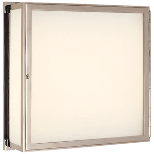 Thomas O'Brien for Visual Comfort Signature Mercer Square Box Light in Polished Nickel with White Glass