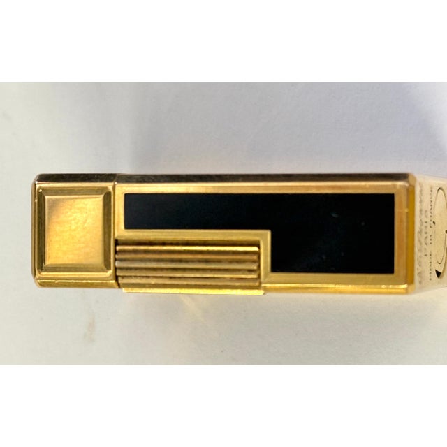 Mid-Century Modern 1980’s S.T. DuPont Laque de Chine Gold Plated Lighter with Box and Papers For Sale - Image 3 of 12