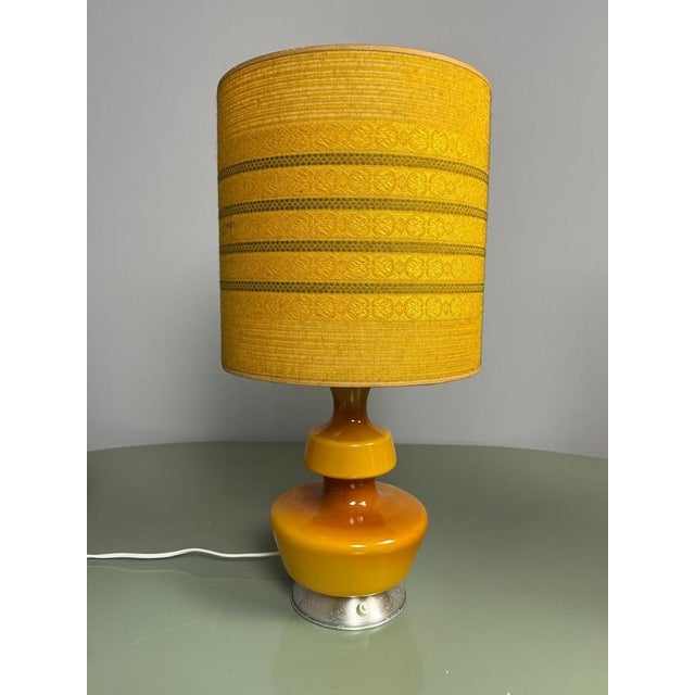 Mid-Century Ochre Yellow Opaline Glass Table Lamp with Shade from Glasfabriek De Rupel, Belgium, 1960s For Sale - Image 10 of 13