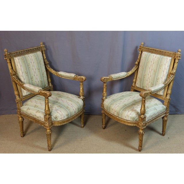 19th Century Giltwood Living Room Set, Set of 5 For Sale - Image 11 of 16