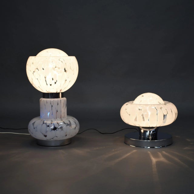 Silver Italian Murano Glass Table Lamp, 1970s For Sale - Image 8 of 10