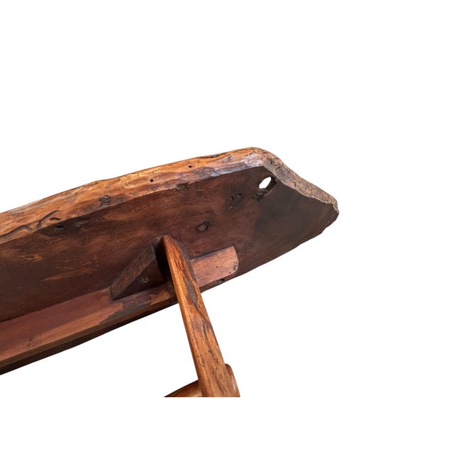 Handcrafted Live Edge Hardwood Bench in the Style of Appalachian Folk Art For Sale - Image 11 of 12