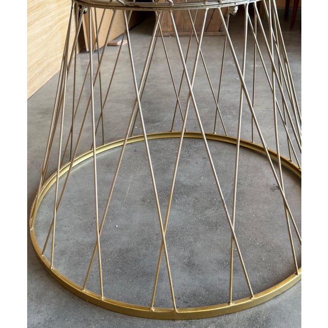 Mid Century Modern Gilded Allure Style Round Dining Table with Black Glass For Sale - Image 13 of 18