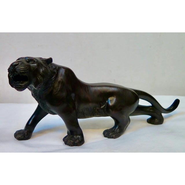 Early 20th Century Japanese Bronze Tiger For Sale - Image 4 of 11