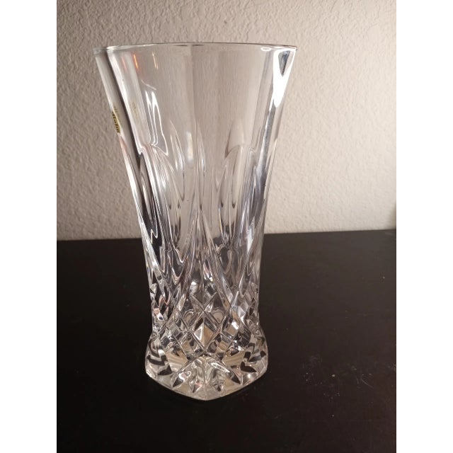 Glass Capri Crystal Italy Clear Crystal Vase For Sale - Image 7 of 10