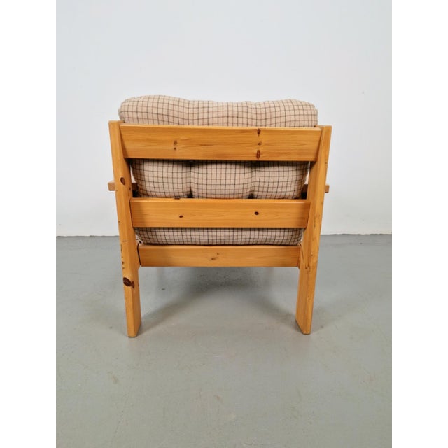 1970s Vintage Brutalist Armchair in Pine and Fabric, 1970s For Sale - Image 5 of 9