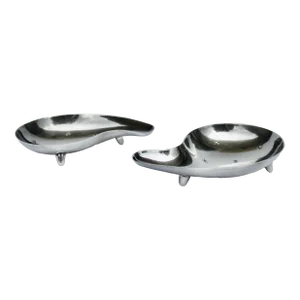 Mid-Century Hans Jensen (Denmark) Atomic Silver Plate Kidney-Shaped & Footed Nut/Candy Bowls -Pair