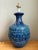 Vintage Mid-Century Modern Blue Glazed Ceramic Lamp For Sale - Image 4 of 12