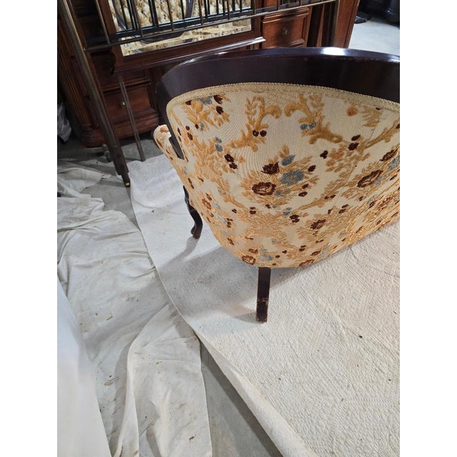 Wood Vintage Kimball Victorian Style Carved Wood Triple Back Settee Sofa For Sale - Image 7 of 9