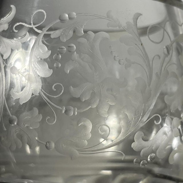 Stemmed Glasses in Thick Cut Crystal with Scrolling Decoration and Monogram, Bohemia, 1900s, Set of 2 For Sale - Image 5 of 14