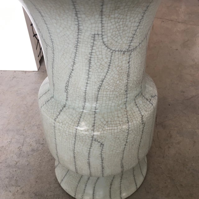 1980s Crackle Ceramic Umbrella Stand For Sale - Image 5 of 13