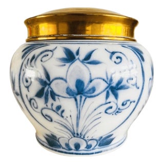 Vintage Delft Blue Lidded Jar by Zenith Gouda, 1940s For Sale
