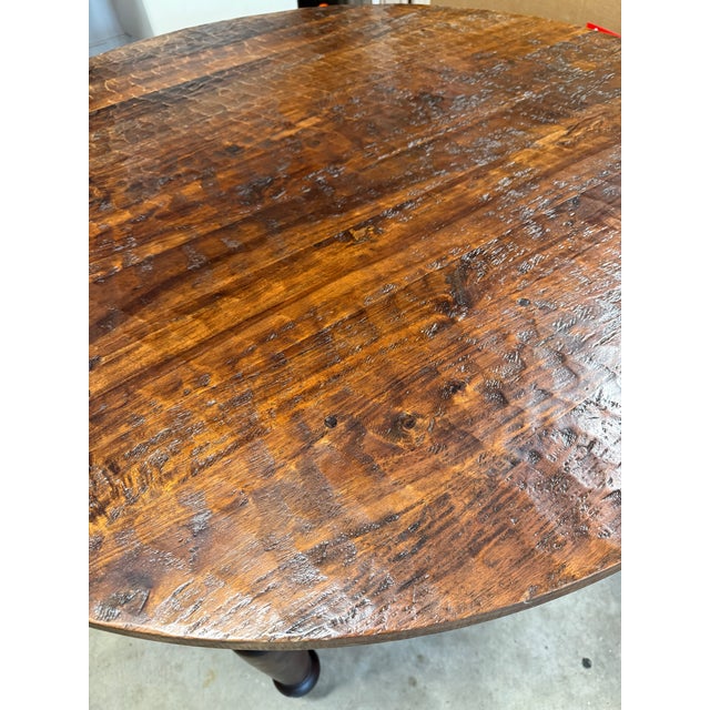 Wood Antique Dutch Walnut Rough Sawn Round Table Early 20th C For Sale - Image 7 of 12