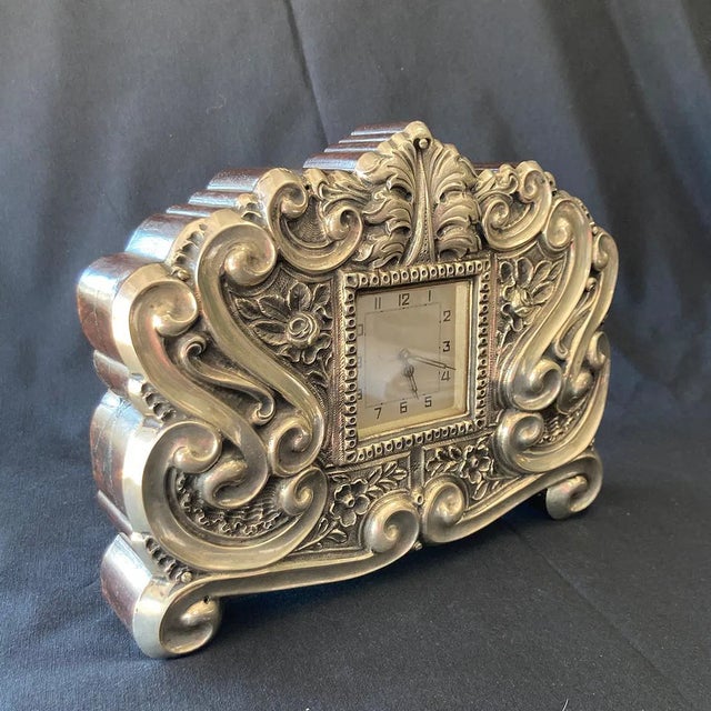 Title: 19th Century Large Clock - Silver and Wood Date Period: 19th Century Dimension: 22*30*6 cm | 9*11*2 inches...