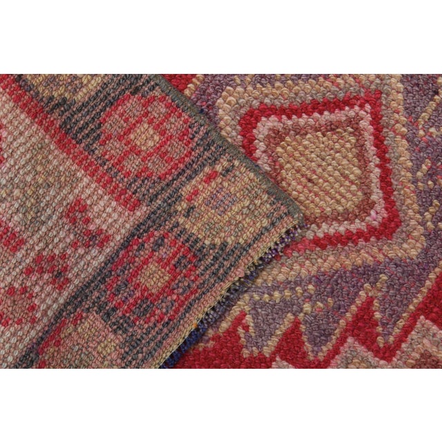1970s Vintage Turkish Oushak Handmade Wool Cotton Pink Runner Rug For Sale - Image 10 of 11