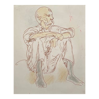 James Bone Seated Mature Man Drawing For Sale