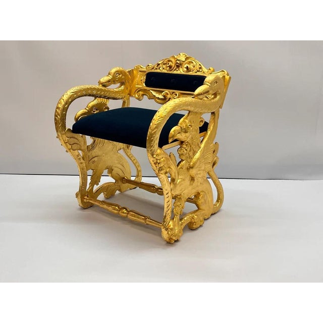 Antique Federal Style Carved Gilt Swan and Eagle Carousel Mohair Bench For Sale - Image 9 of 12
