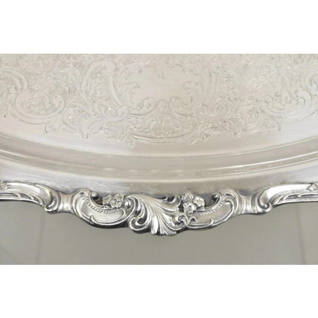 Mid 20th Century Vintage Baroque by Wallace Oval Silver Plated Victorian Serving Platter Tray For Sale - Image 5 of 11