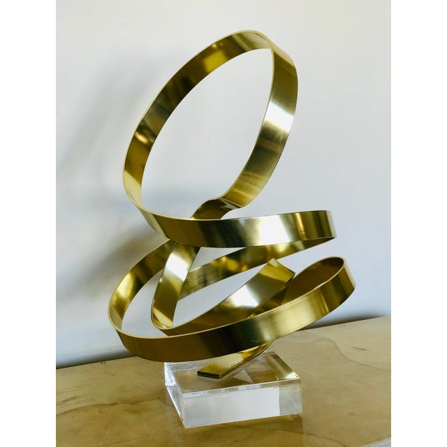 Dan Murphy (B.1942 Chicago) Gold Toned Ribbon Sculpture Dated 1986 For Sale - Image 13 of 13