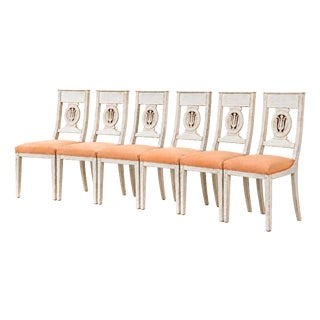 Antique Directoire Period Chairs in Light Grey Lacquered Wood, 1795, Set of 6 For Sale