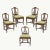 Set of Five Italian Walnut Dining Chairs Sheilded back with lyre central design Rush caned seats over fluted legs with...